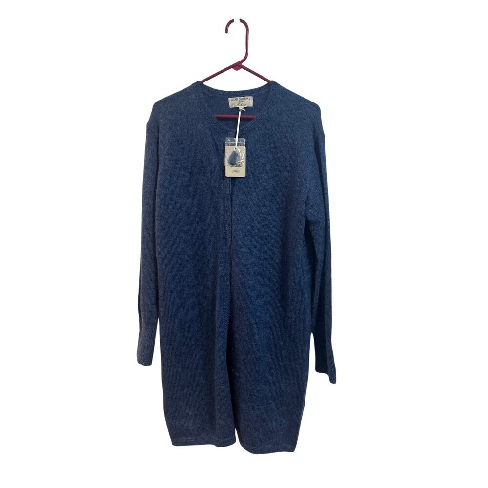 Dear Dharma Loves Mohair NWT Elise Cardigan Sz M Blue Indigo Duster Mohair Wool